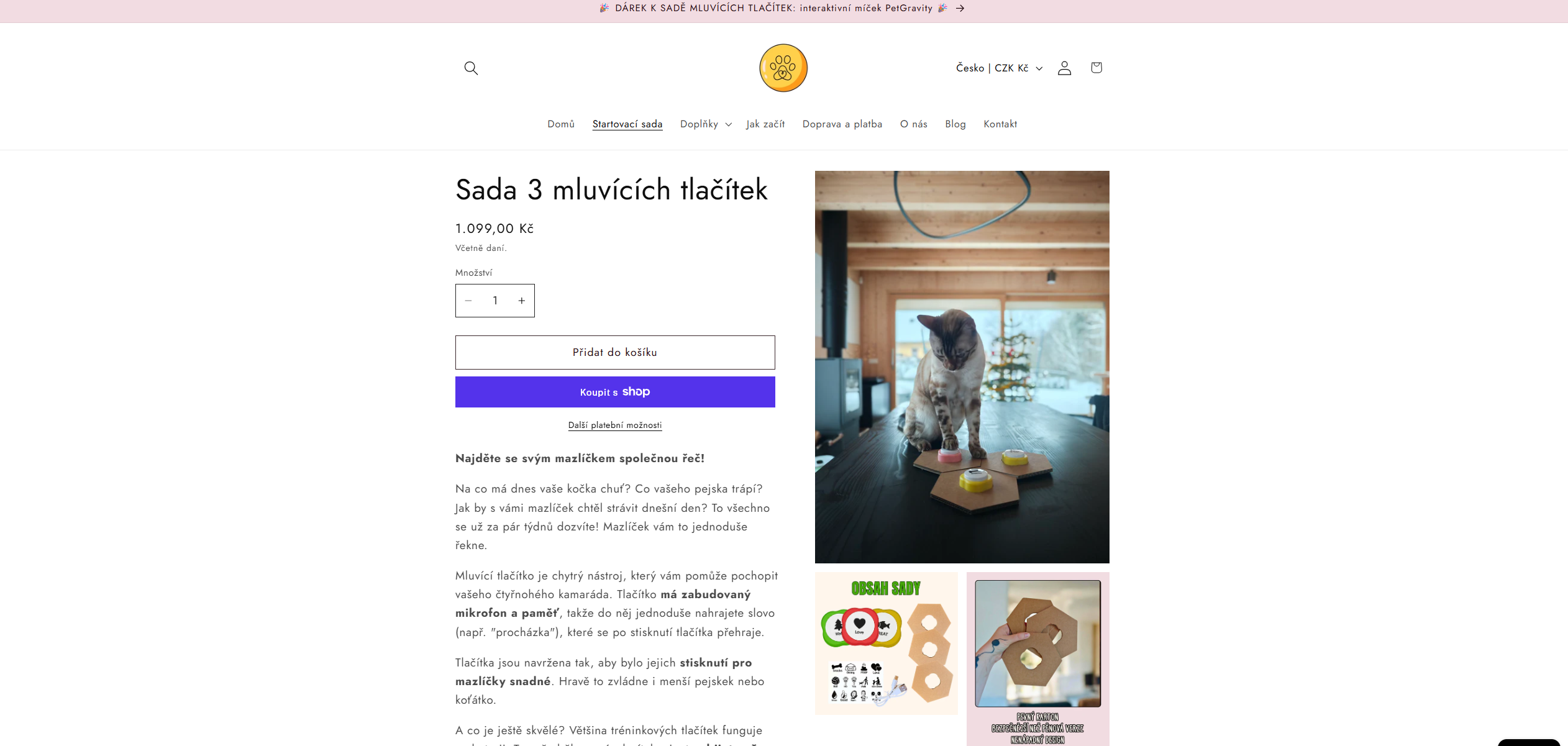 Detail produktu po proměně – ikony výhod a pás krátkých videí – Před